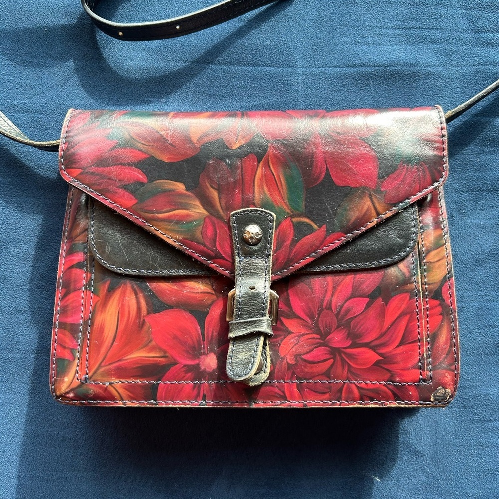Patricia Nash Burgundy and Black Floral Crossbody Bag - Picture 2 of 11